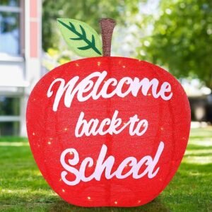 Welcome Back To School Light Up Apple Yard Sign